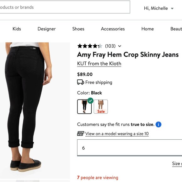 KUT from the Kloth Amy Fray Hem Crop Skinny Jeans Women's size 6 - Picture 9 of 9